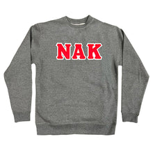 Load image into Gallery viewer, CLASSIC STITCHED APPLIQUE BLOCK LETTERS CREWNECK SWEATSHIRT HEATHER GREY