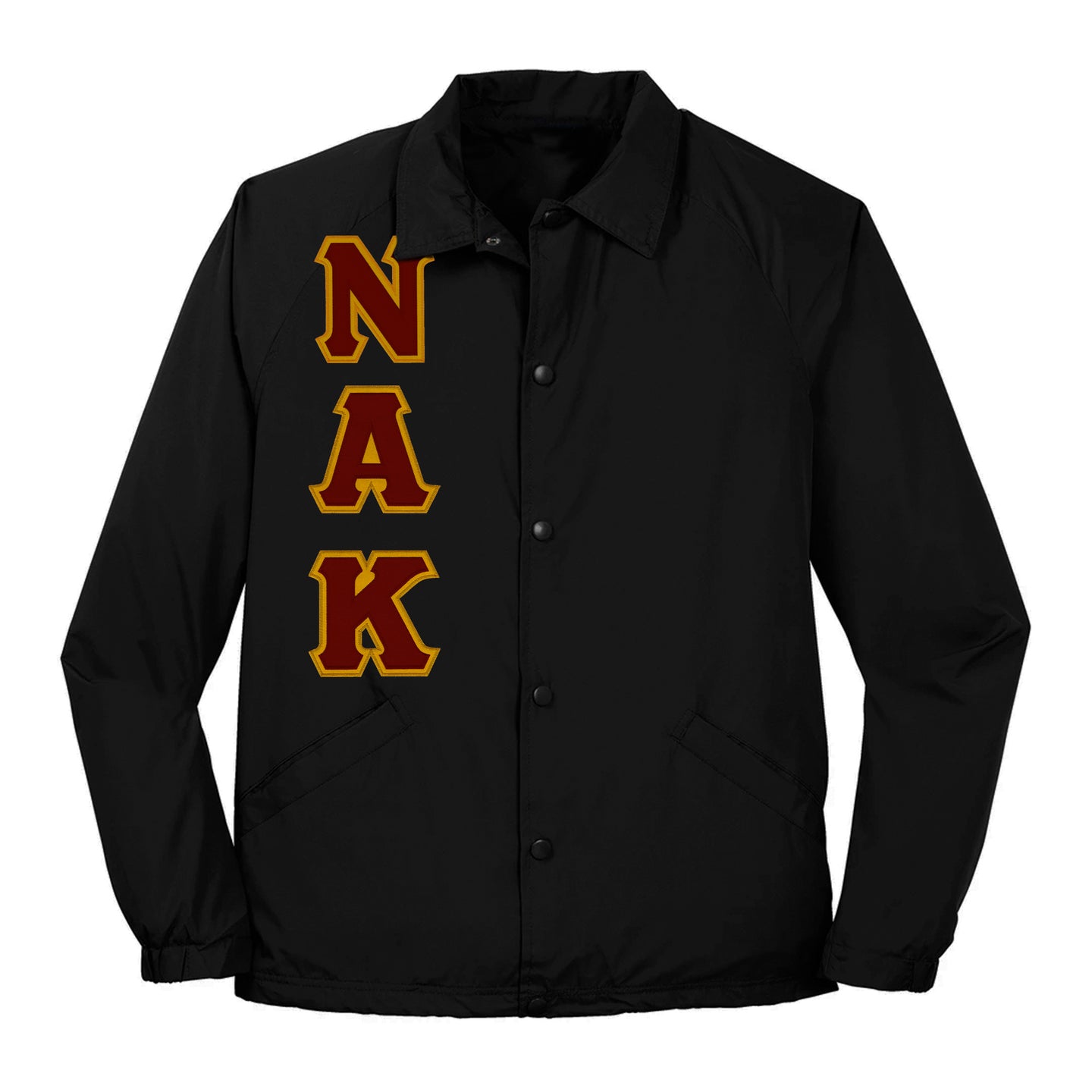 CROSSING JACKET BLACK - STITCHED APPLIQUE BLOCK LETTERS