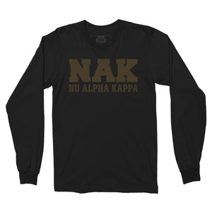 NU ALPHA KAPPA LONG SLEEVE TSHIRT BLACK